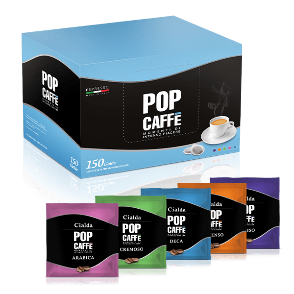 Pop Caffe' Pods Mix x150 - 30 pods of each blend: Intenso, Cremoso, Arabica, Deciso, Decaff