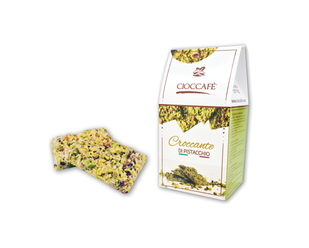 Pistachio Crunchy - A light brittle biscuit, packed with a unique and sweet Pistachio taste.